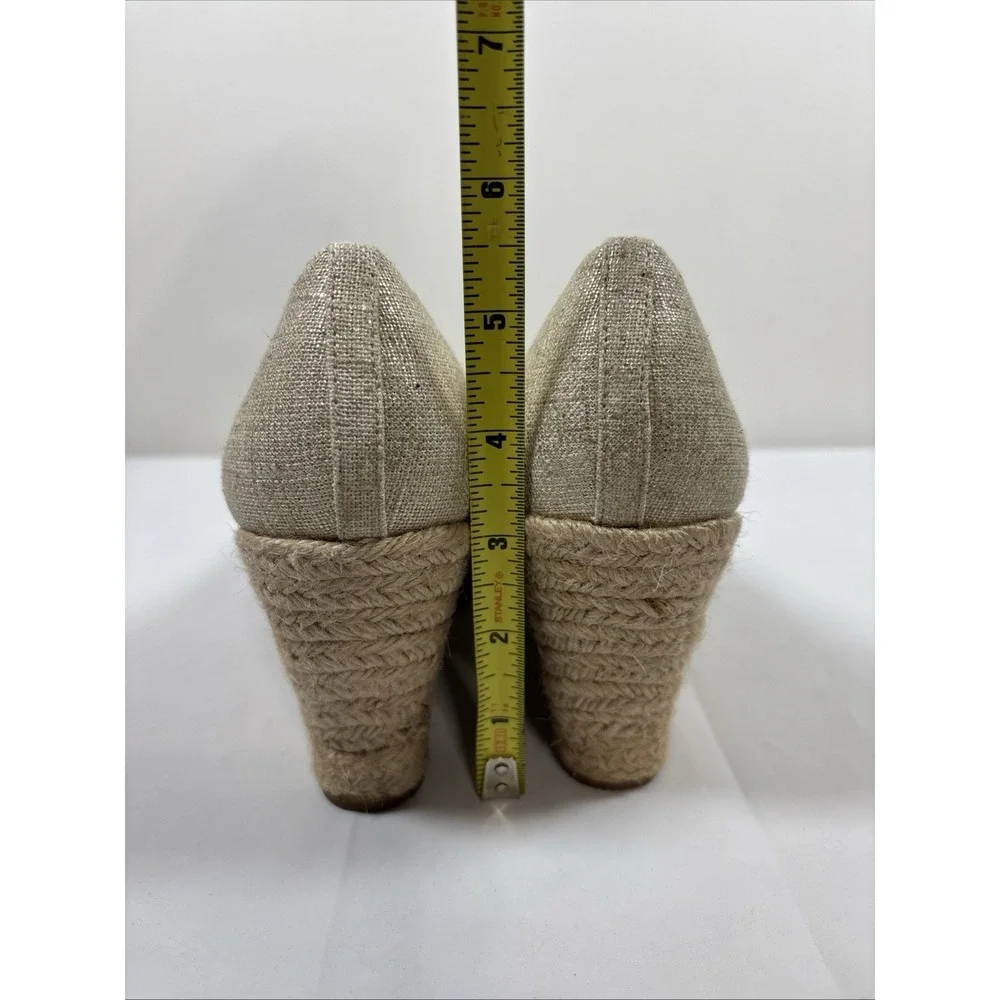 J Crew Womens 8 Seville Gold Canvas Wedge Espadrille Heels Pump Preppy Versatile